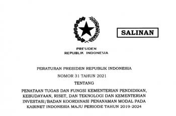 Perpres tentang Penataan Tugas dan Fungsi Kemendikbud Ristek dan Kementerian Investasi